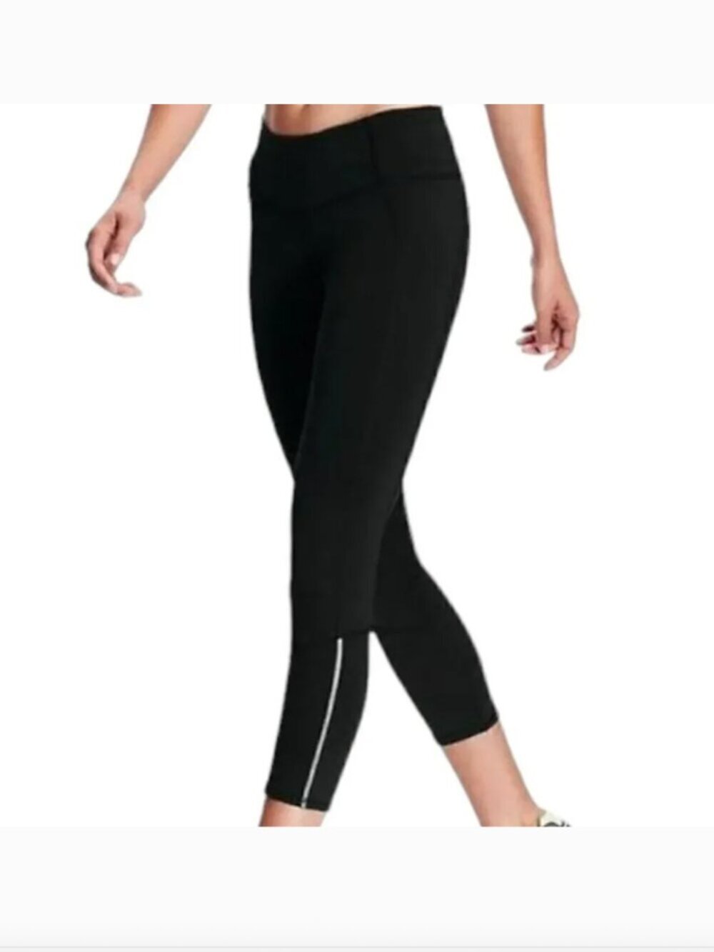 Old Navy Black ON Active Go-Dry Run Cropped Black Leggings Women's Size Large